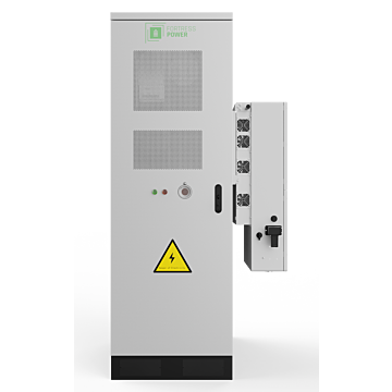 Fortress Power eSpire Nano FP-Nano-S12-O 60 kWh outdoor-rated high-voltage battery cabinet, gray freestanding enclosure with front access door
 