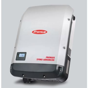 Fronius Symo Advanced 22.7-3 480 three-phase grid-tie solar inverter, front view with display